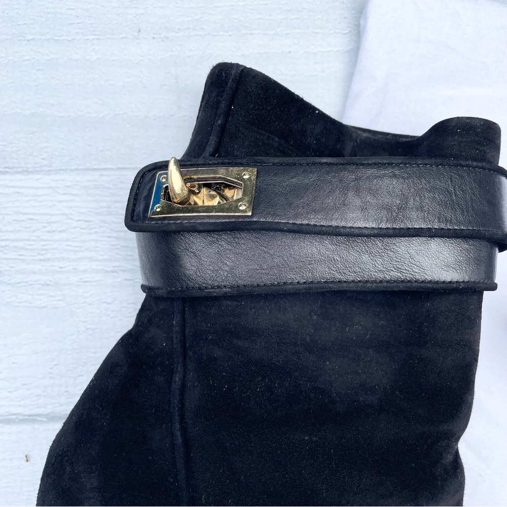 Givenchy Black Suede Wedge Ankle Bootie Size Unknown. See measurements below. - Picture 3 of 15
